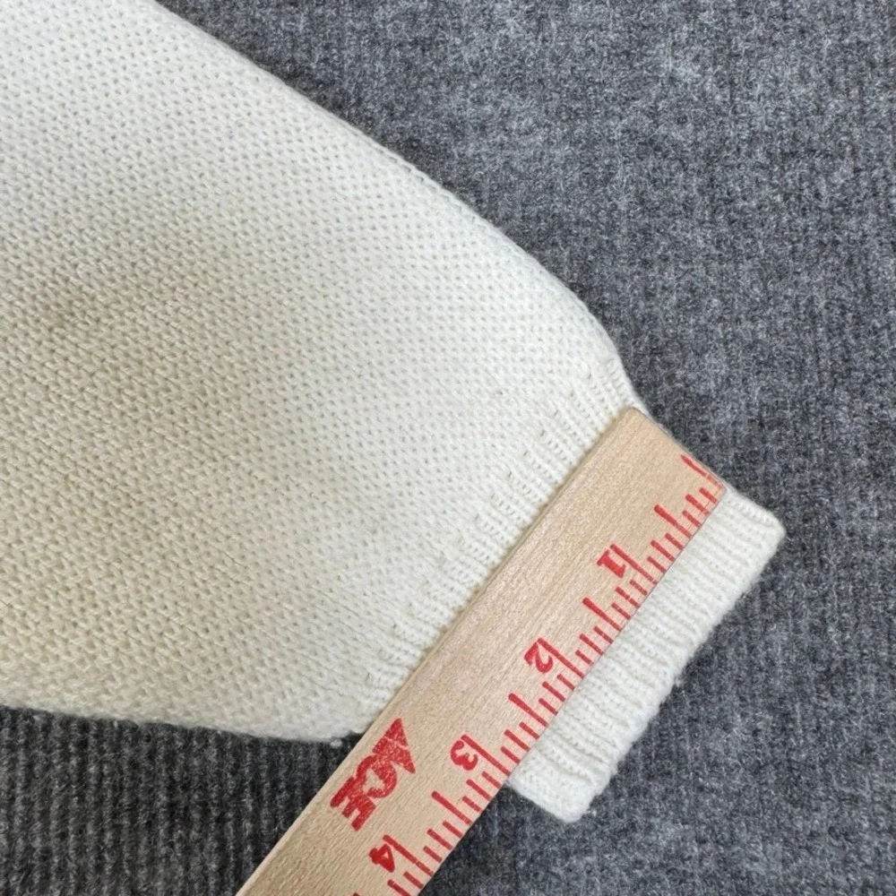 Vintage Code Zero Intensity Sweater White Black V-Neck Geometric Knit Mens Small